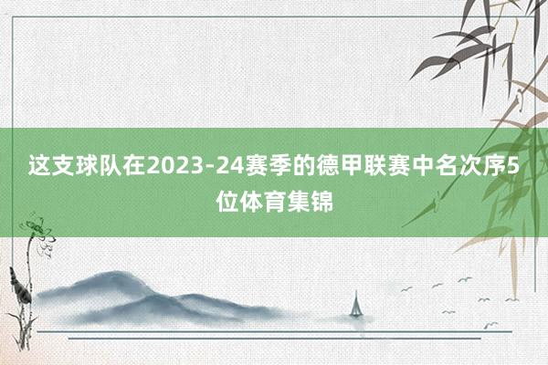 这支球队在2023-24赛季的德甲联赛中名次序5位体育集锦