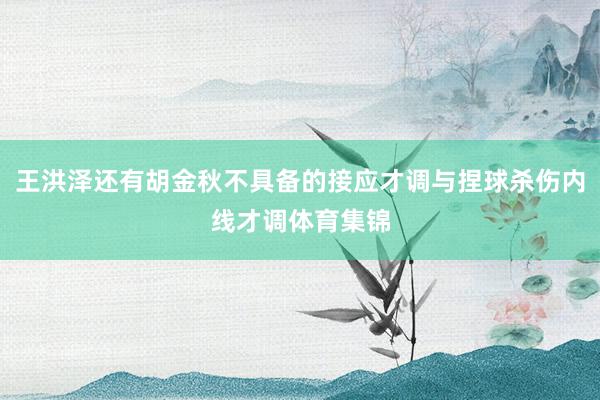 王洪泽还有胡金秋不具备的接应才调与捏球杀伤内线才调体育集锦