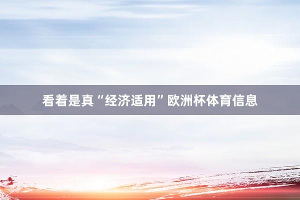 看着是真“经济适用”欧洲杯体育信息