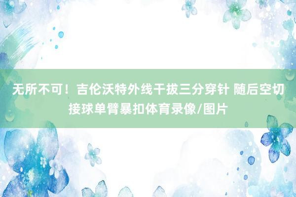 无所不可！吉伦沃特外线干拔三分穿针 随后空切接球单臂暴扣体育录像/图片