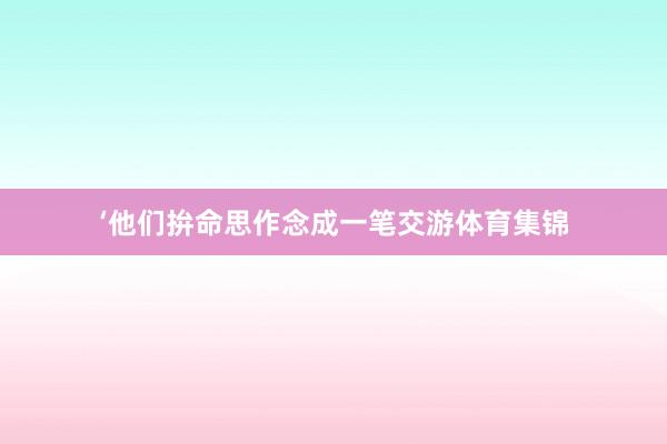 ‘他们拚命思作念成一笔交游体育集锦