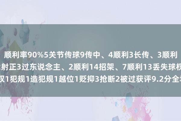 顺利率90%5关节传球9传中、4顺利3长传、3顺利2创造要紧契机5射门、2射正3过东说念主、2顺利14招架、7顺利13丢失球权1犯规1造犯规1越位1贬抑3抢断2被过获评9.2分全场最高    欧洲杯体育信息