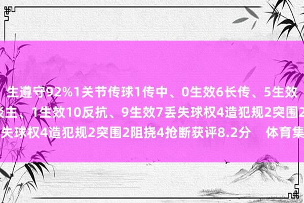 生遵守92%1关节传球1传中、0生效6长传、5生效1创造首要契机1过东谈主、1生效10反抗、9生效7丢失球权4造犯规2突围2阻挠4抢断获评8.2分    体育集锦
