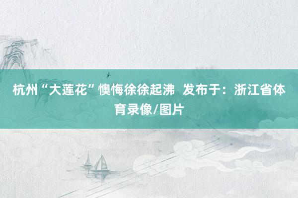 杭州“大莲花”懊悔徐徐起沸  发布于：浙江省体育录像/图片