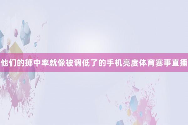 他们的掷中率就像被调低了的手机亮度体育赛事直播