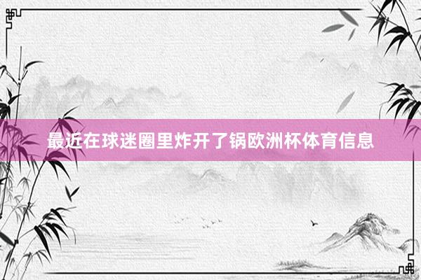 最近在球迷圈里炸开了锅欧洲杯体育信息