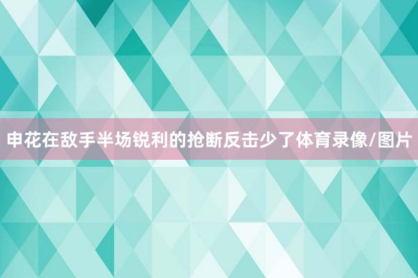 申花在敌手半场锐利的抢断反击少了体育录像/图片