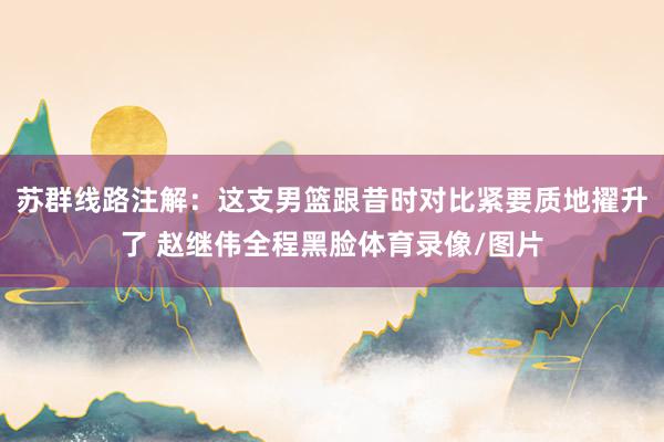 苏群线路注解：这支男篮跟昔时对比紧要质地擢升了 赵继伟全程黑脸体育录像/图片