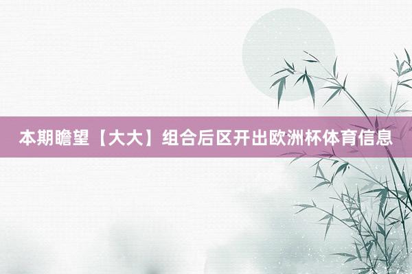 本期瞻望【大大】组合后区开出欧洲杯体育信息