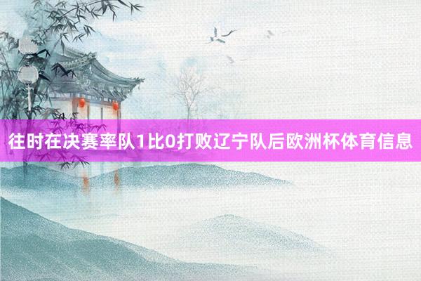 往时在决赛率队1比0打败辽宁队后欧洲杯体育信息