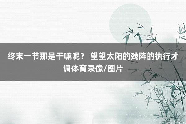 终末一节那是干嘛呢？ 望望太阳的残阵的执行才调体育录像/图片