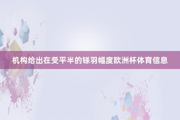 机构给出在受平半的铩羽幅度欧洲杯体育信息
