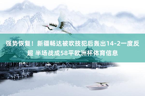 强势恢复！新疆畅达被吹技犯后轰出14-2一度反超 半场战成58平欧洲杯体育信息