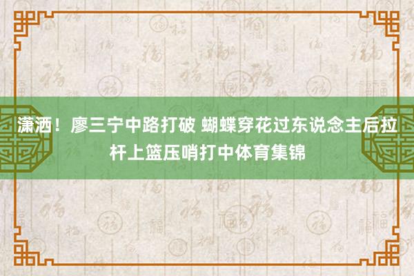 潇洒！廖三宁中路打破 蝴蝶穿花过东说念主后拉杆上篮压哨打中体育集锦