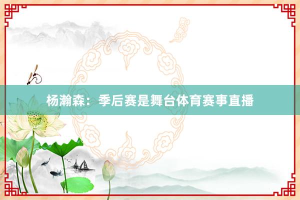 杨瀚森：季后赛是舞台体育赛事直播