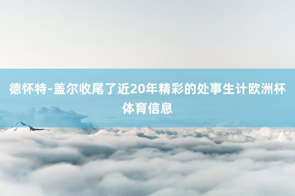 德怀特-盖尔收尾了近20年精彩的处事生计欧洲杯体育信息