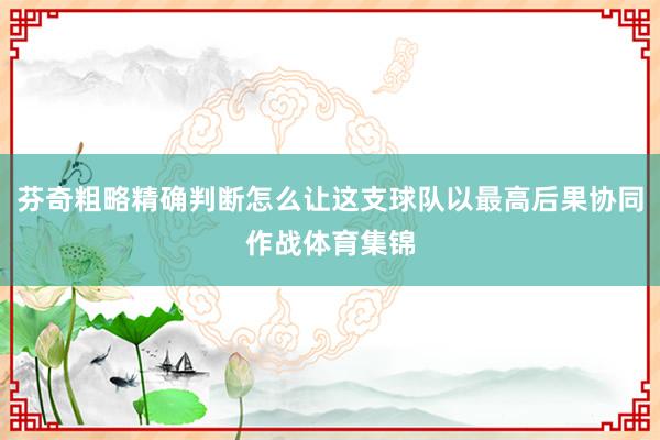 芬奇粗略精确判断怎么让这支球队以最高后果协同作战体育集锦