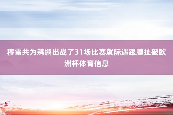 穆雷共为鹈鹕出战了31场比赛就际遇跟腱扯破欧洲杯体育信息