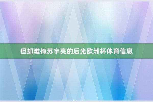但却难掩苏宇亮的后光欧洲杯体育信息