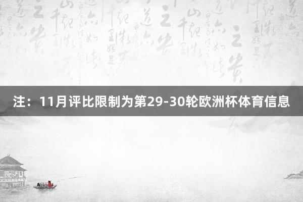 注：11月评比限制为第29-30轮欧洲杯体育信息