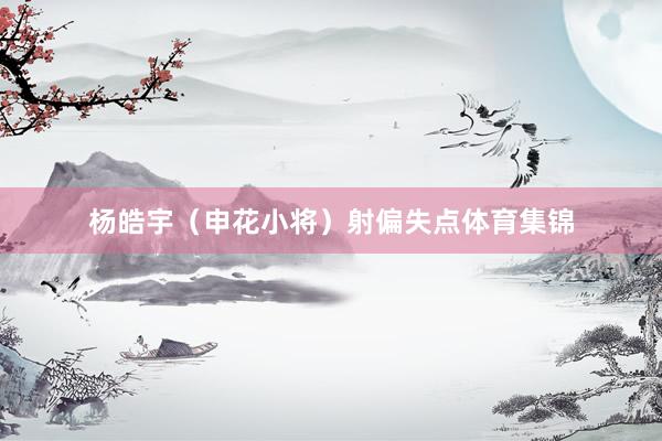 杨皓宇（申花小将）射偏失点体育集锦