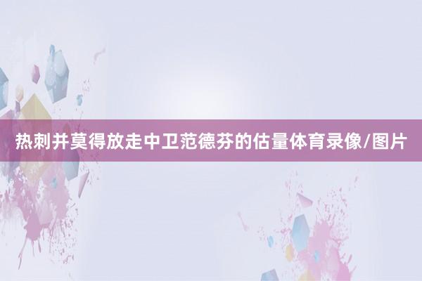 热刺并莫得放走中卫范德芬的估量体育录像/图片