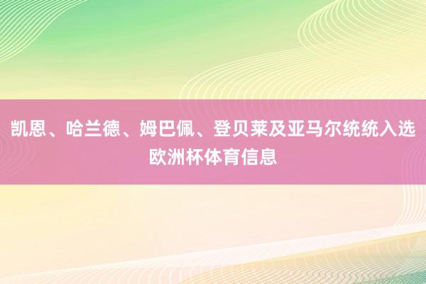 凯恩、哈兰德、姆巴佩、登贝莱及亚马尔统统入选欧洲杯体育信息