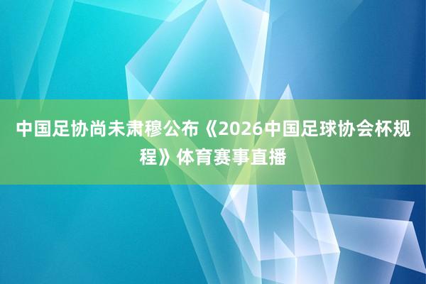 中国足协尚未肃穆公布《2026中国足球协会杯规程》体育赛事直播