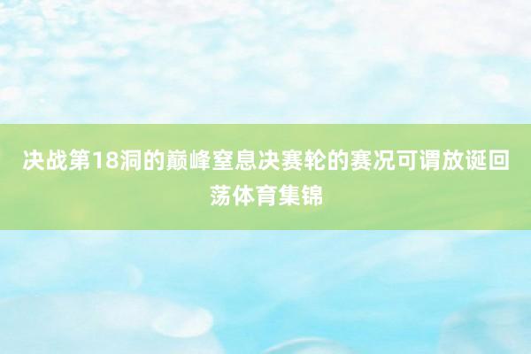 决战第18洞的巅峰窒息　　决赛轮的赛况可谓放诞回荡体育集锦