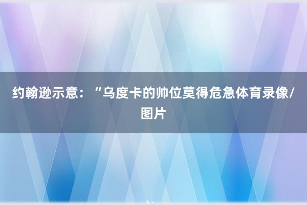约翰逊示意:“乌度卡的帅位莫得危急体育录像/图片