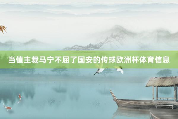 当值主裁马宁不屈了国安的传球欧洲杯体育信息