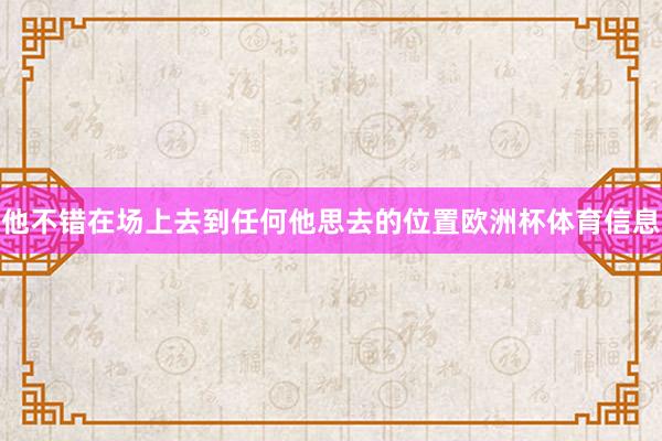 他不错在场上去到任何他思去的位置欧洲杯体育信息